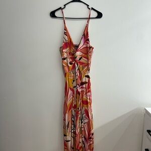 Angie Vibrant Leaf Print Maxi Dress